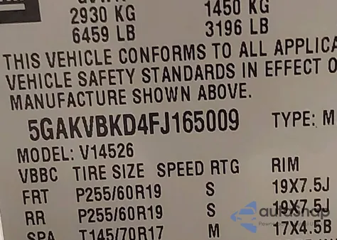 2015 Buick Enclave Leather из США, поврежденный, VIN 5GAKVBKD4FJ165009